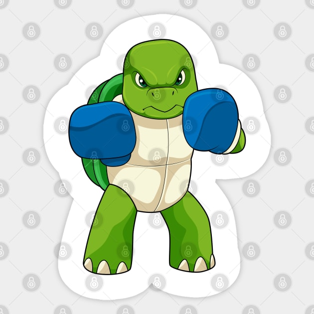 Turtle as Boxer with Boxing gloves Sticker by Markus Schnabel